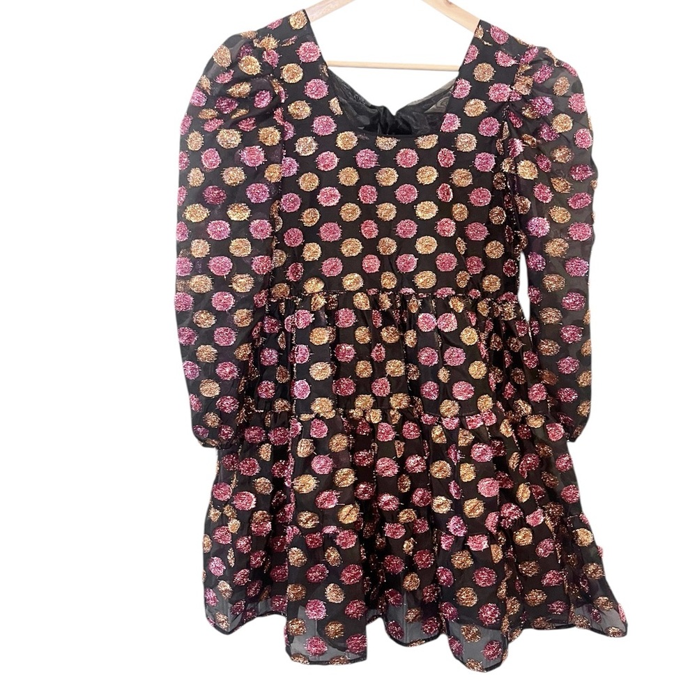 Sister Jane Dream Alix Dotted Metallic Square Neck Mini Dress Size Small